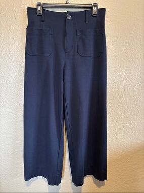 LC Lauren Conrad Wildflower High-Waist Wide-Leg Cropped Pants Navy Size 10